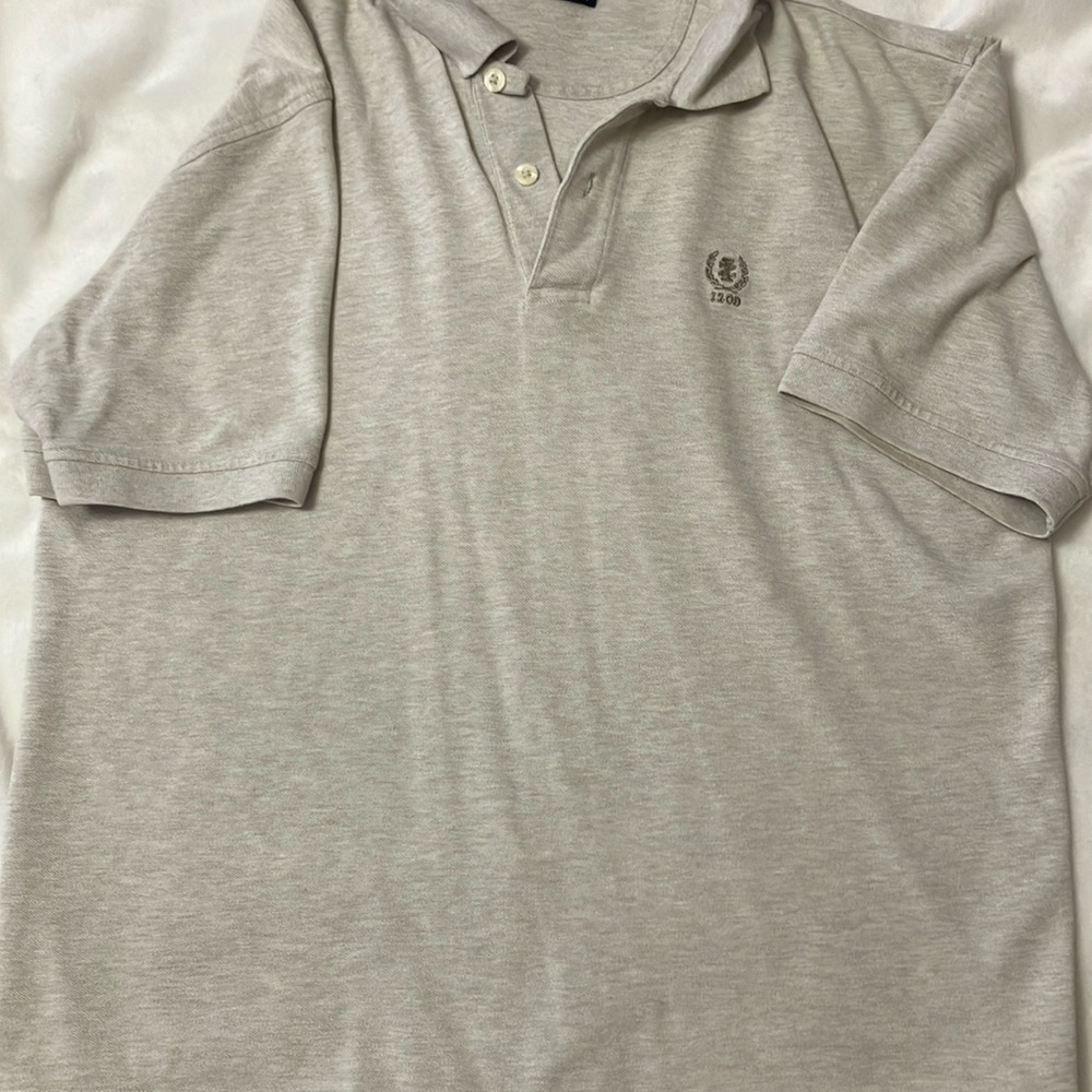 Men’s Izod Silk wash 💯 cotton light gray short sleeve polo shirt men’s large